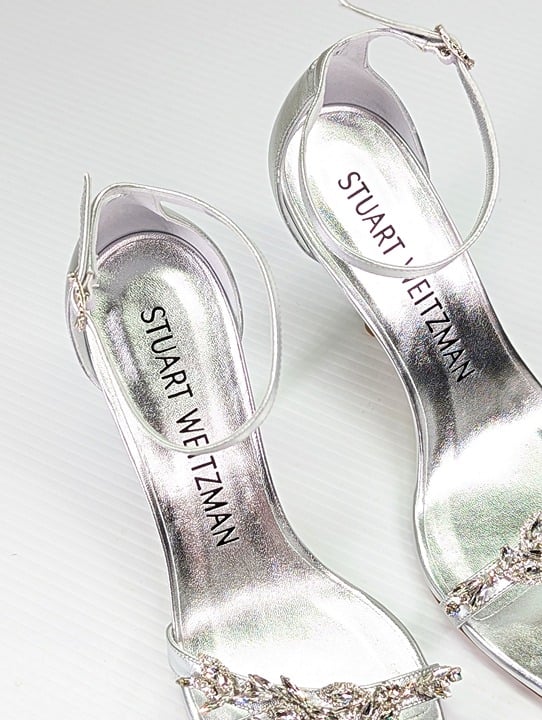 Stuart Weitzman Women's Nudist Vow Crystal Heel Sandals Size 8.5 (MSRP $650)