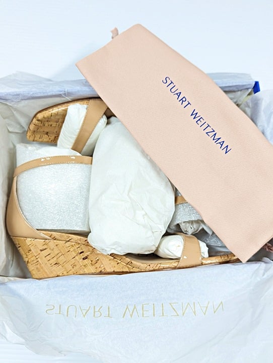 Stuart Weitzman Women's Nudistcurve Ankle Strap Wedge Sandals Size 38 MSRP $395