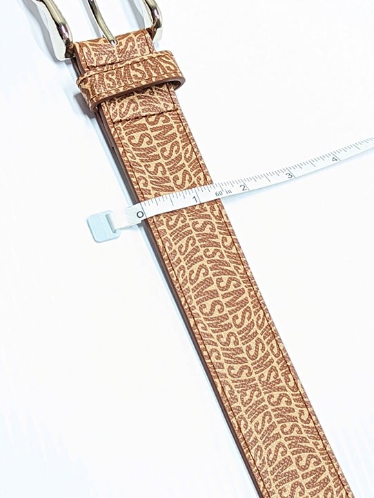 Steve Madden Women's Fish-Eye-Logo Belt with Silver Buckle Size M (MSRP $38)