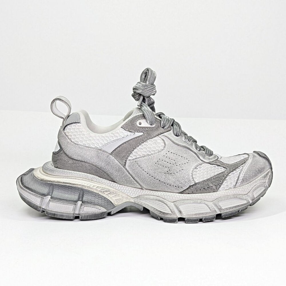 Balenciaga 3XL Distressed Suede & Mesh Sneakers Light Grey Size 37 MSRP $1,130