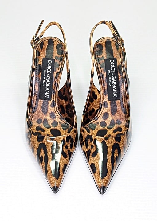 Dolce&Gabbana Leopard Pointed Toe Slingback Stiletto Pumps Size 36.5 MSRP $1,145