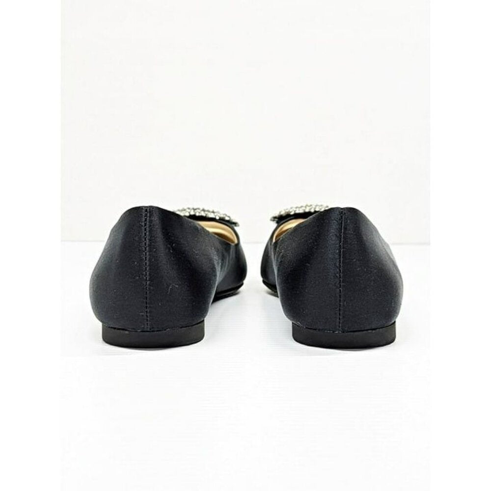 Badgley Mischka Women's Emerie Slip On Embellished Flat Black Size 6.5 MSRP $225