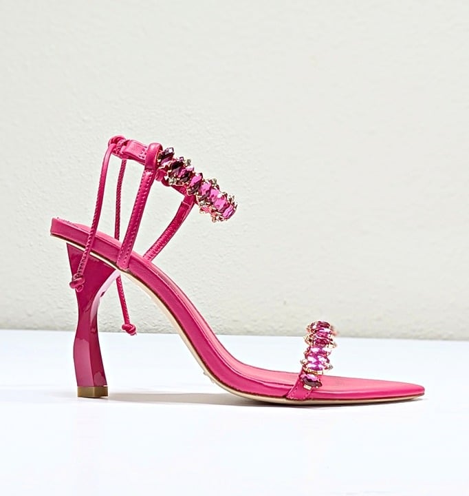 Aje Women's Jewel Sculptural Strappy Heel Fuchsia Pink Size 37 EU (MSRP $325)
