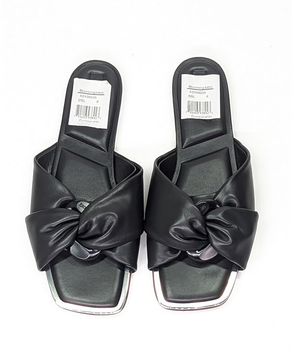 NWOB DKNY Women's Doretta Black Square Toe Slide Sandals Size 8 (MSRP $120)
