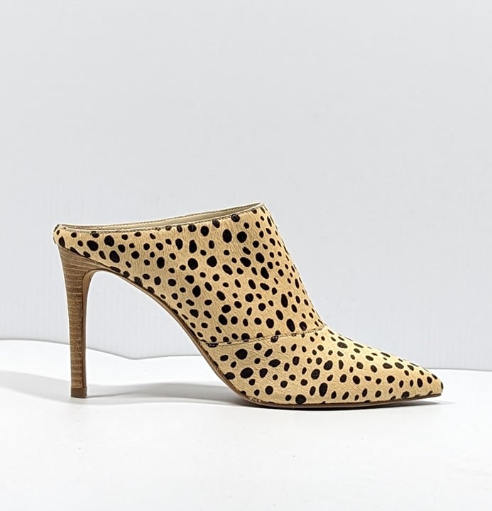 Dolce Vita Women's Cinda High-Heeled Leopard Calf Hair Mules Size 10 (MSRP $198)