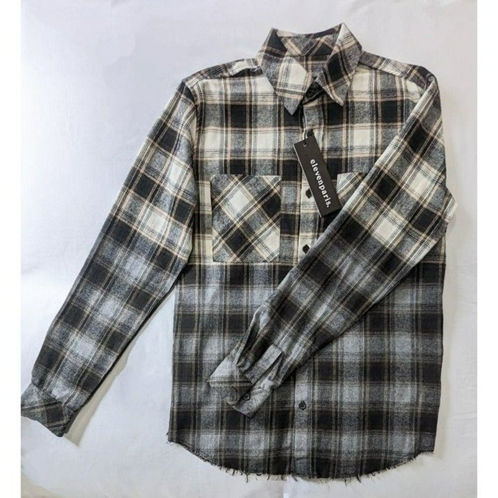 Eleven Paris Men's Checked Regular Fit Colorblock Shirt Size S (MSRP $125)