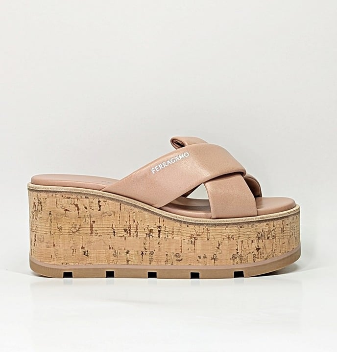 Ferragamo Women's Engracia Platform Slide Sandals in Rosa Size 7 C (MSRP $695)
