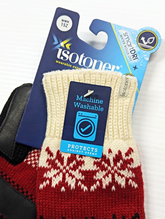 Isotoner Signature Women's Lined Water Repellent Snowflake Gloves O/S (MSRP $42)