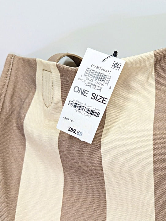On 34th Cynthiah Extra Large Canvas Shoulder Tote Bag Dune Stripe (MSRP $90)