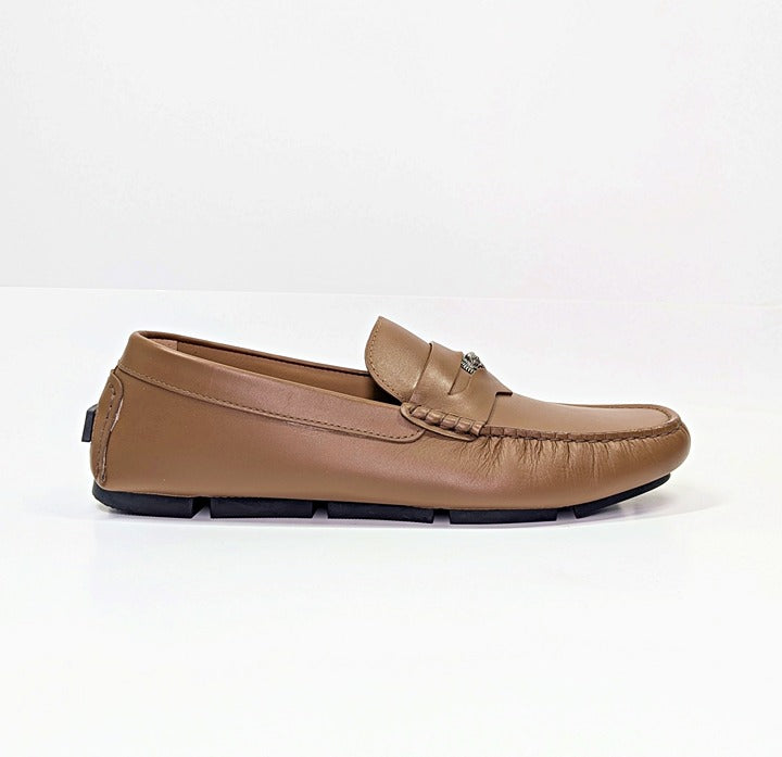 Versace Men's Medusa Coin Biggie Leather Slip On Penny Drivers Size 43 MSRP $775