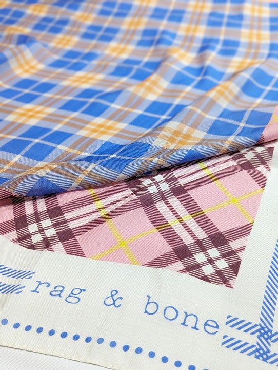 Rag &Bone Women's Pink Plaid 90 Scarf 90x90cm (MSRP $150)