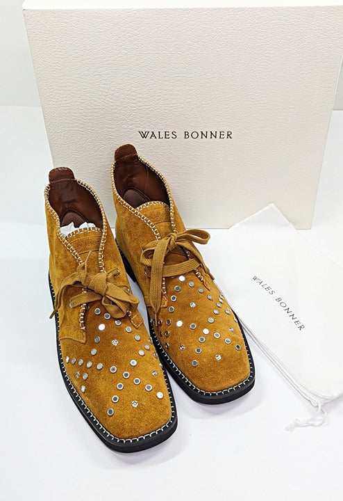 Wales Bonner Men's Studded Calf Suede Desert Studs Boots Size 43 (MSRP $1,050)