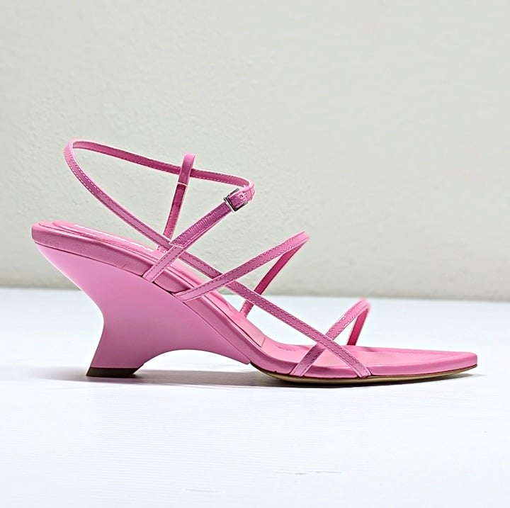 Gia Borghini Women's Gia 26 Strappy Wedge Sandals Pink Size 39 IT (MSRP $510)