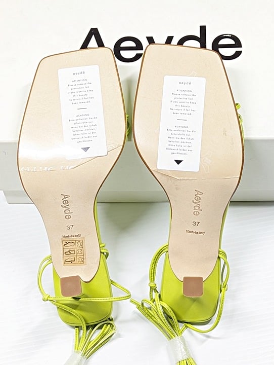 Aeydē Roda Women's Lace up Leather Sandals Apple Green Size 37 EU (MSRP $295)