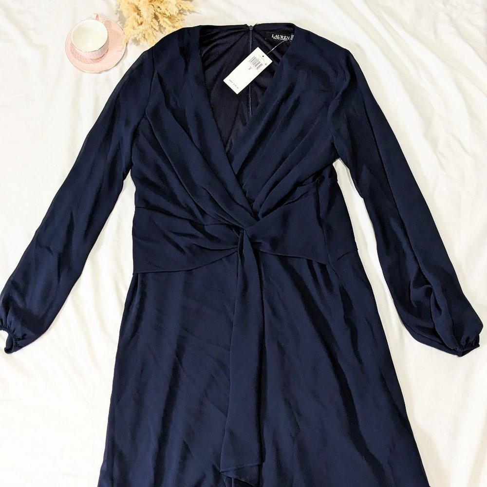 Lauren Ralph Lauren Women's Twist Front in navy Dress Size 8 (MSRP $145)