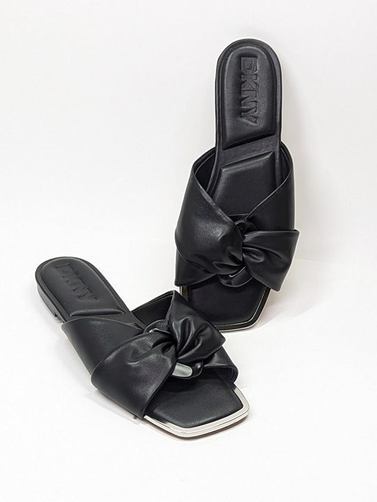 NWOB DKNY Women's Doretta Black Square Toe Slide Sandals Size 7 (MSRP $120)