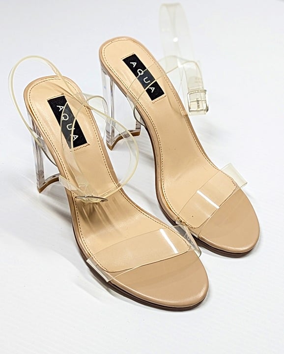 Aqua Women's Luna Clear High-Heel Sandals Size 9 M (MSRP $129)