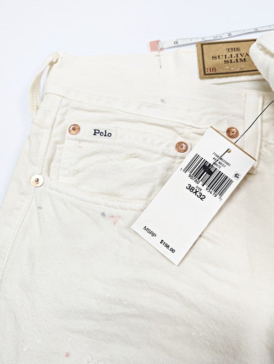 Polo Ralph Lauren Men's Sullivan Slim Distressed Jean White Size 38 (MSRP $198)