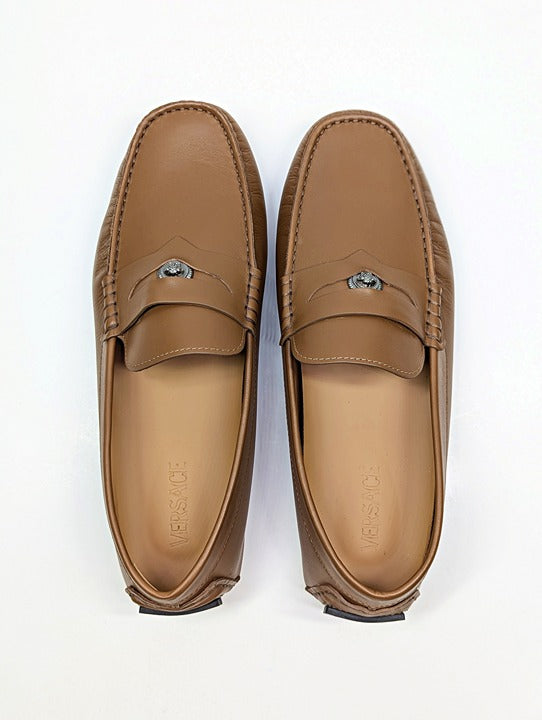 Versace Men's Medusa Coin Biggie Leather Slip On Penny Drivers Size 43 MSRP $775