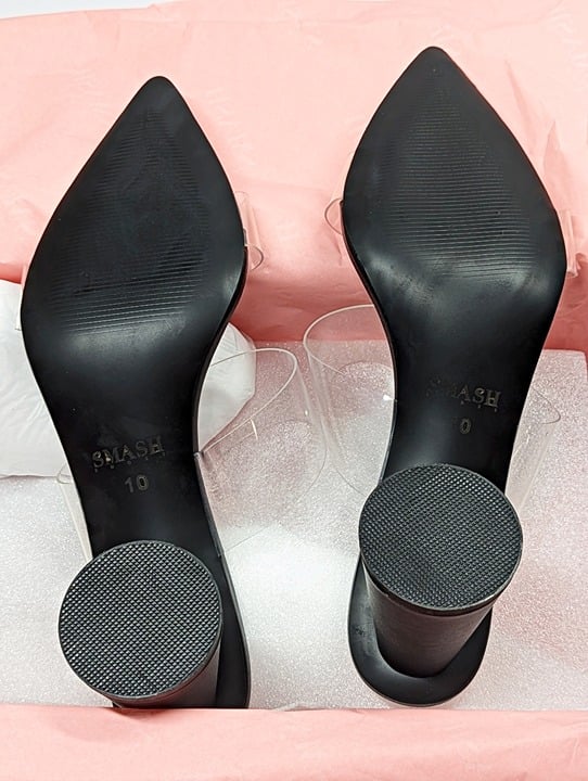 Smash Waze Women's Pointed Toe Slip On Block Heels Black Size 10 (MSRP $140)