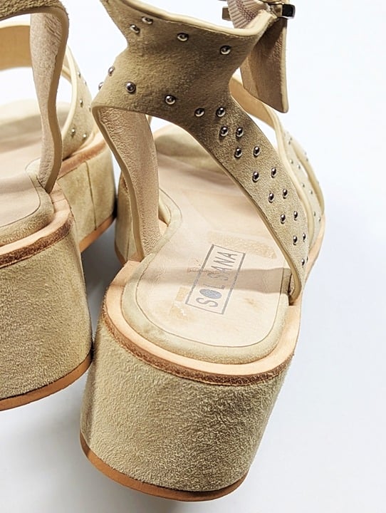 Sol Sana Women's Penelope Flatform Sandal Ecru Suede Stud Size 40 EU (MSRP $170)