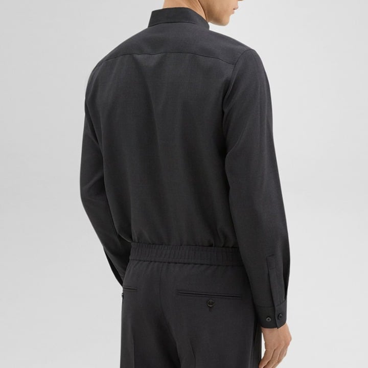 Theory Men's Hugh Shirt in Virgin Wool Medium Charcoal Size S (MSRP $295)