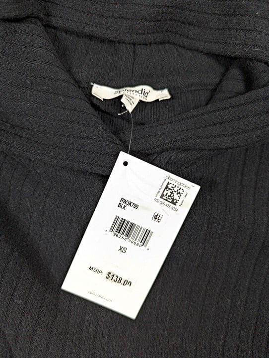 Splendid London Women's Black Ribbed Hoodie Size XS (MSRP $138)