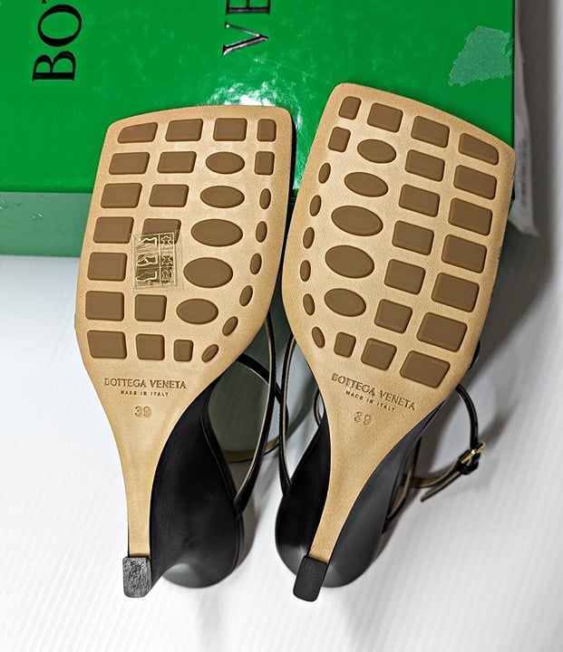 Bottega Veneta Women's Black Stretch Strappy Wedge Sandals Size 39 (MSRP $1,100)