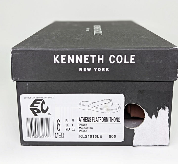 Kenneth Cole Women's Athens Platform Thong in Peach Leather Size 6 (MSRP $89)