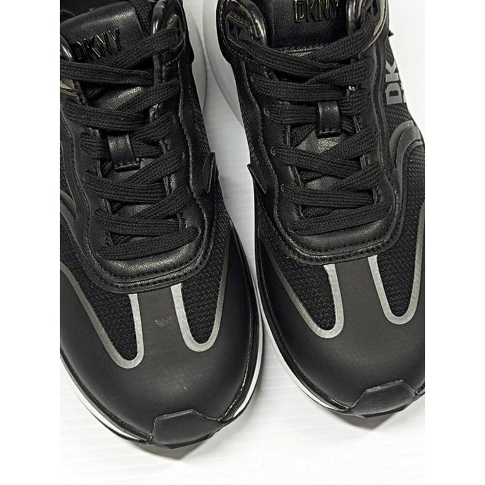 DKNY Women's Aki Lace-Up Sneakers Black Gunmetal Size 5 M (MSRP $139)
