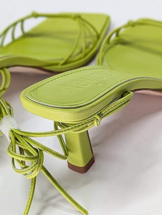 Aeyde Roda Women's Lace up Leather Sandals Apple Green Size 38.5 EU (MSRP $295)