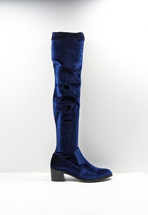 Sol Sana Women's Bianca Over-the-knee Boots Navy Velvet Size 39 EU (MSRP $180)