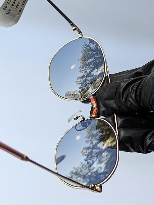 Kenzo KZ40097U Unisex Brow Bar Round Metal Gold & Blue Lens Sunglasses MSRP $180