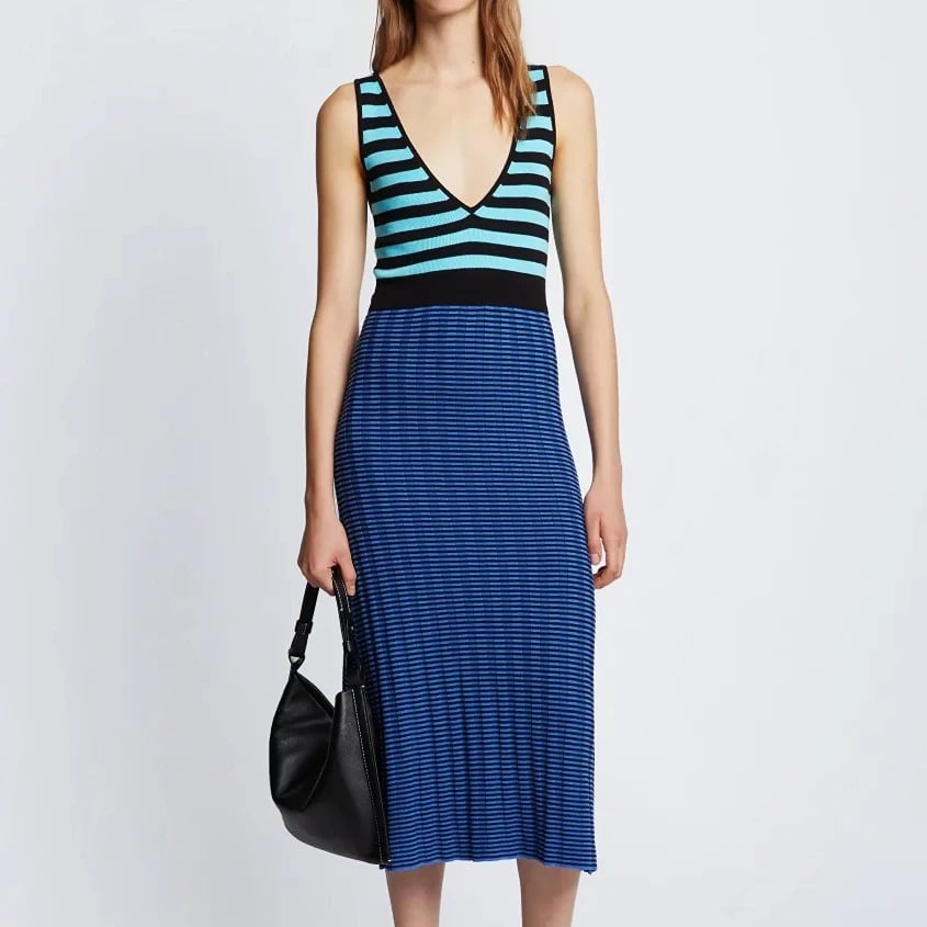 Proenza Schouler White Label Slinky Stripe Tank Midi Dress Size XS (MSRP $550)