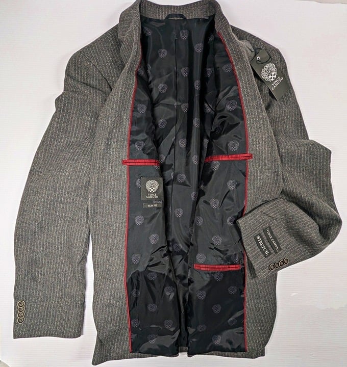 Vince Camuto Men's Bell 2-Piece Suit Light Gray Striped Size 46R/W40 (MSRP $150)