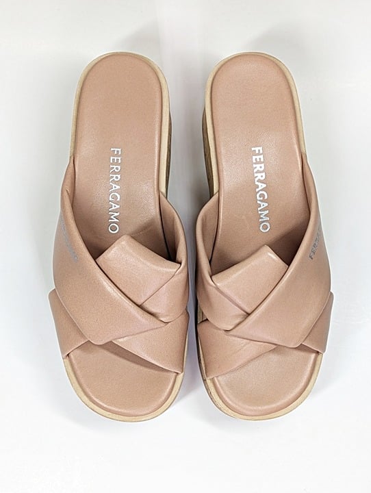 Ferragamo Women's Engracia Platform Slide Sandals in Rosa Size 7 C (MSRP $695)