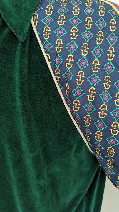 Gucci Men's Bi-Material Oversize Jacket Horsebit Print Size XS (MSRP $2,200)