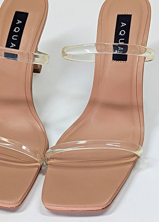 AQUA Women's Kyle High Heel Slide Clear Sandals Size 9.5 (MSRP $128)