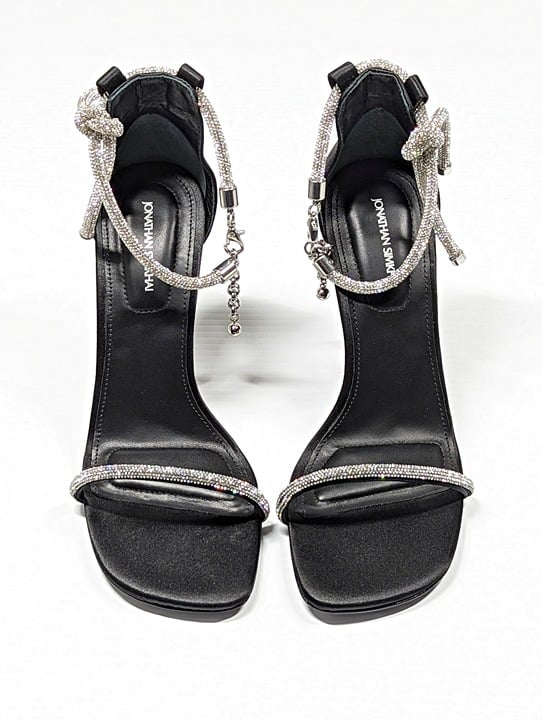 Jonathan Simkhai Dalton Women's Crystal Knot Black Sandal Size 37 EU (MSRP $595)
