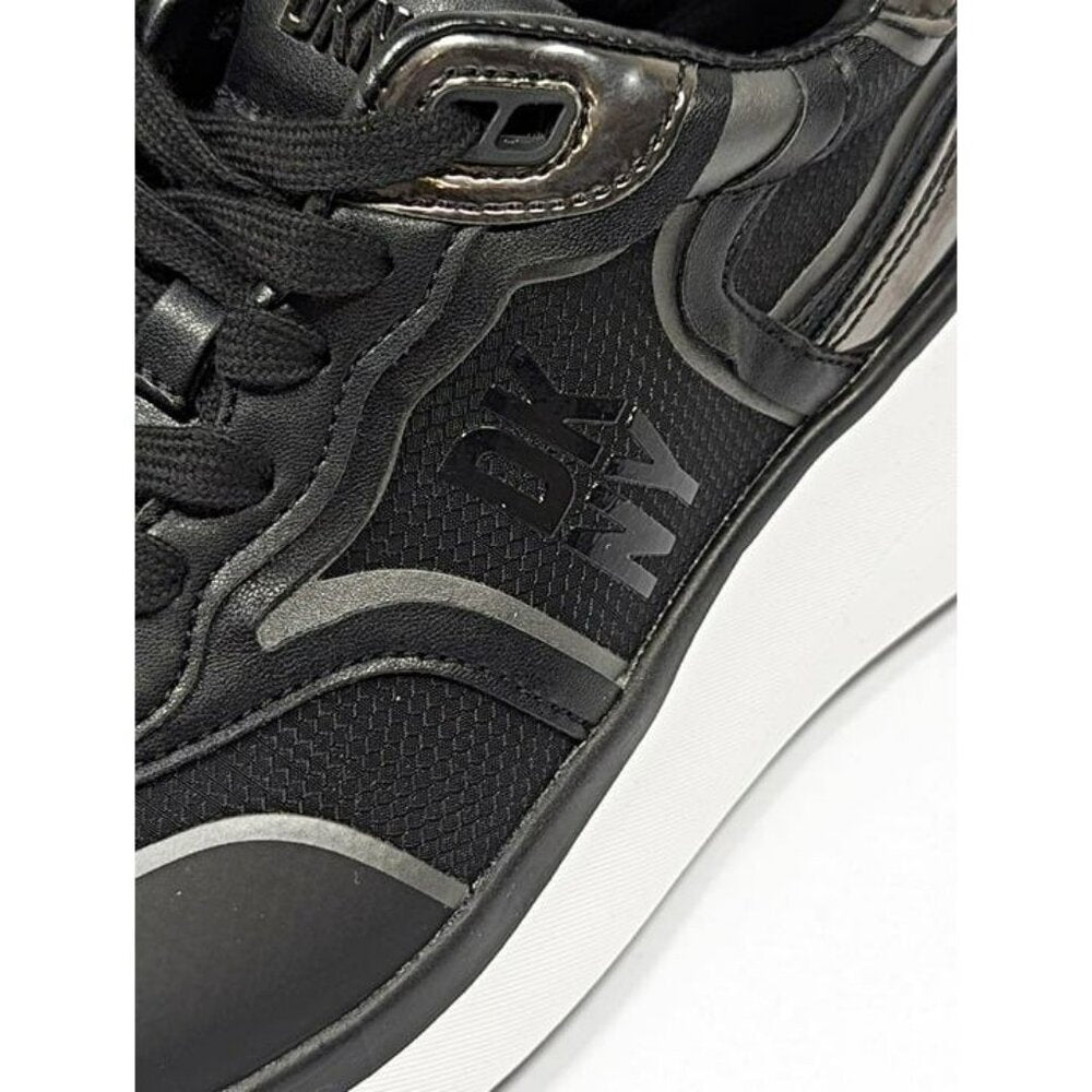 DKNY Women's Aki Lace-Up Sneakers Black Gunmetal Size 7 M (MSRP $139)
