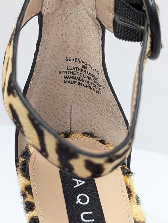 Aqua Women's Seven Leopard Print Calf Hair High-Heel Sandals Size 9 (MSRP $119)