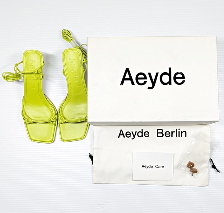 Aeydē Roda Women's Lace up Leather Sandals Apple Green Size 37 EU (MSRP $295)