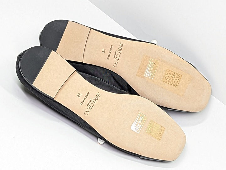 Jimmy Choo Elisa Women's Ballet Flats Patent and Mesh Black Size 38 (MSRP $795)
