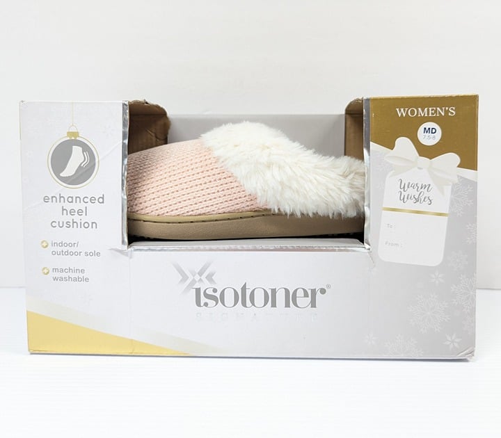 Isotoner Women's Boxed Chenill Evening Sand Slipper Size M (7.5-8) MSRP $40