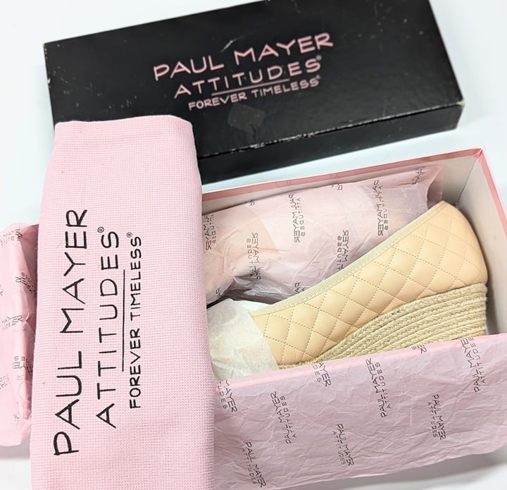 Paul Mayer Womens Just Orleans Quilted Espadrille Wedge Pumps Size 8.5 MSRP $250