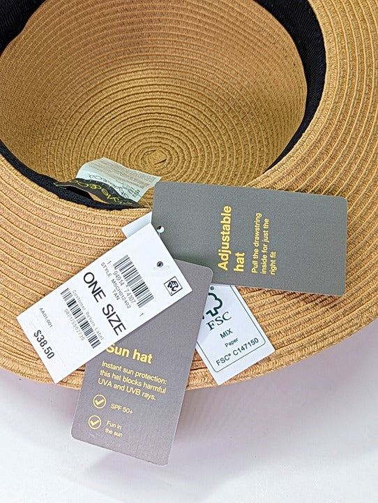 Style & Co Women's Packable Paper Floppy Hat Tan O/S (MSRP $39)