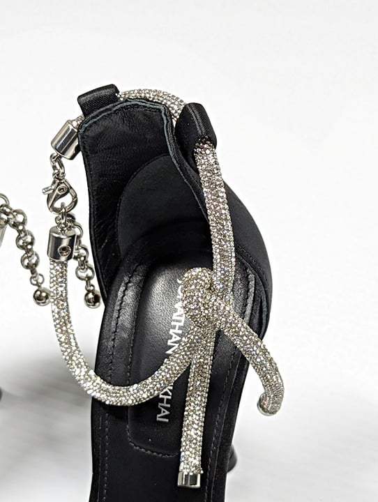 Jonathan Simkhai Dalton Women's Crystal Knot Black Sandal Size 36 EU (MSRP $595)