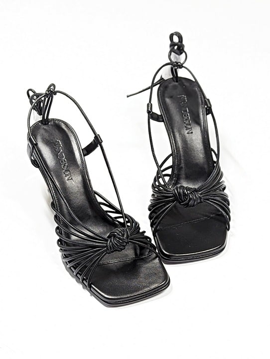 JW Anderson Women's Lamb Ankle Tie Chain High Heel Sandals Size 37 (MSRP $850)