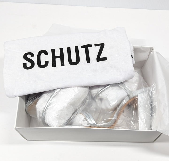 Schutz Women's Pincesa Silver Metallic High-Heel Sandals Size 9.5 B (MSRP $170)