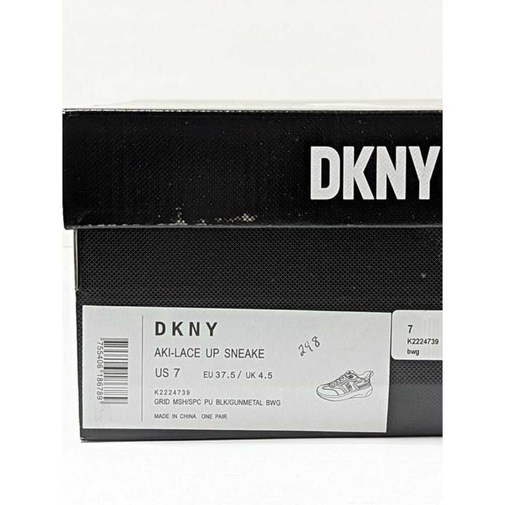DKNY Women's Aki Lace-Up Sneakers Black Gunmetal Size 7 M (MSRP $139)